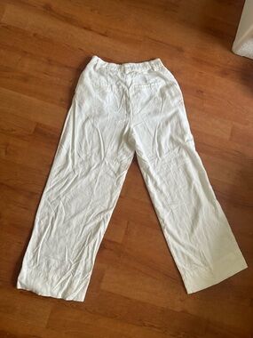 H&M White Linen-Blend Chinos